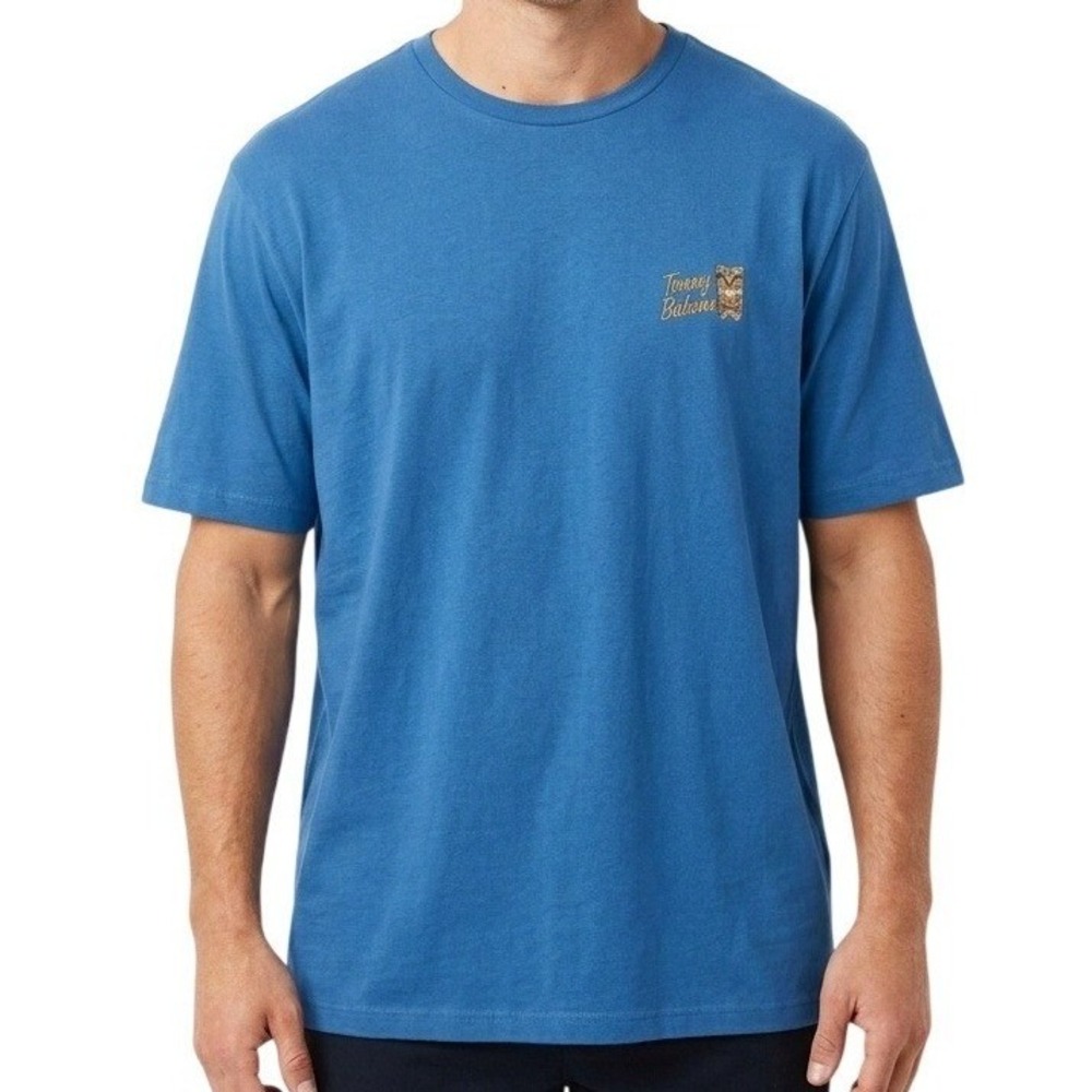 Tommy Bahama Graphic Tee Mens XXL Blue Selfie‎ Stick Tiki Totem Cotton T-Shirt